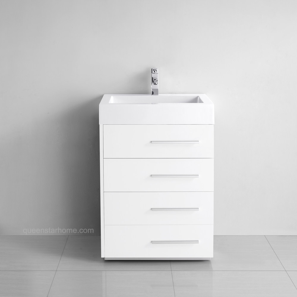 QS-AL01 24” glossy white bathroom vanity cabinet